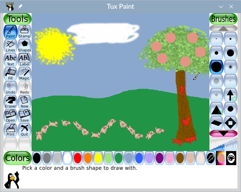 Screenshot of Tux Paint Stamps